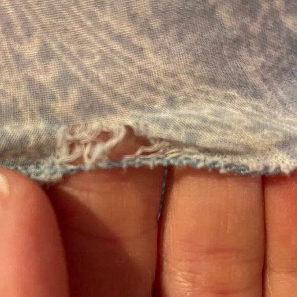 Lane Bryant Pale Blue Paisley Boho Short Ruffle Sleeve Top/Blouse Ruched, 18/20 - Picture 13 of 13